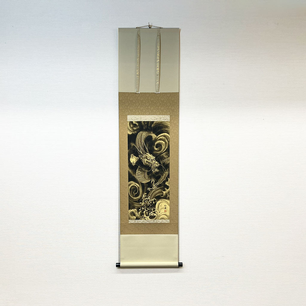 Japanese Scroll Kakejiku Reiho Imai "Golden dragon"