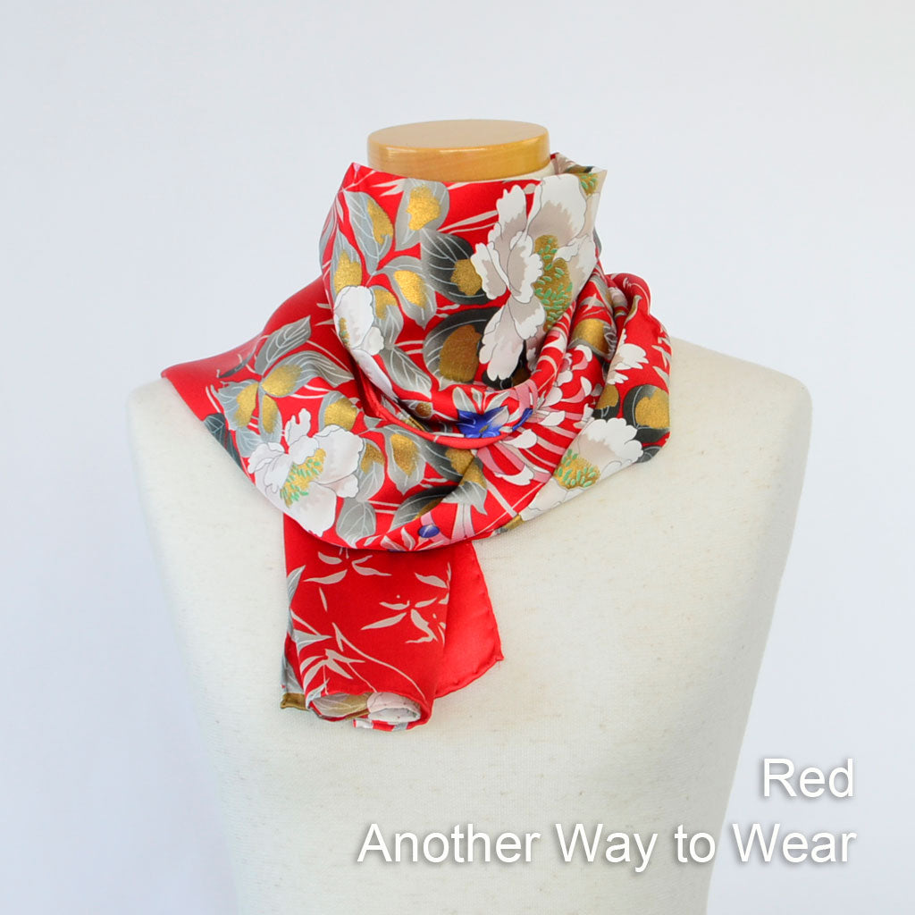 Silk scarf long "Cotton rose"