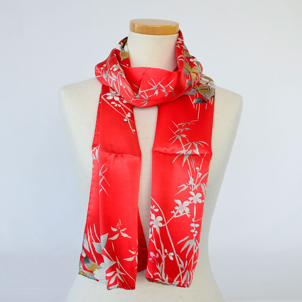 Silk scarf long "Cotton rose"
