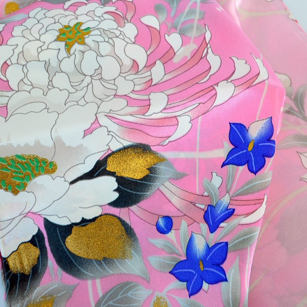 Silk scarf long "Cotton rose"