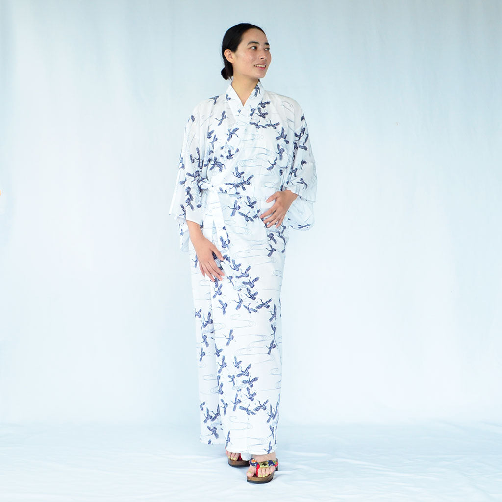 Japanese Yukata Women's Cotton Crane