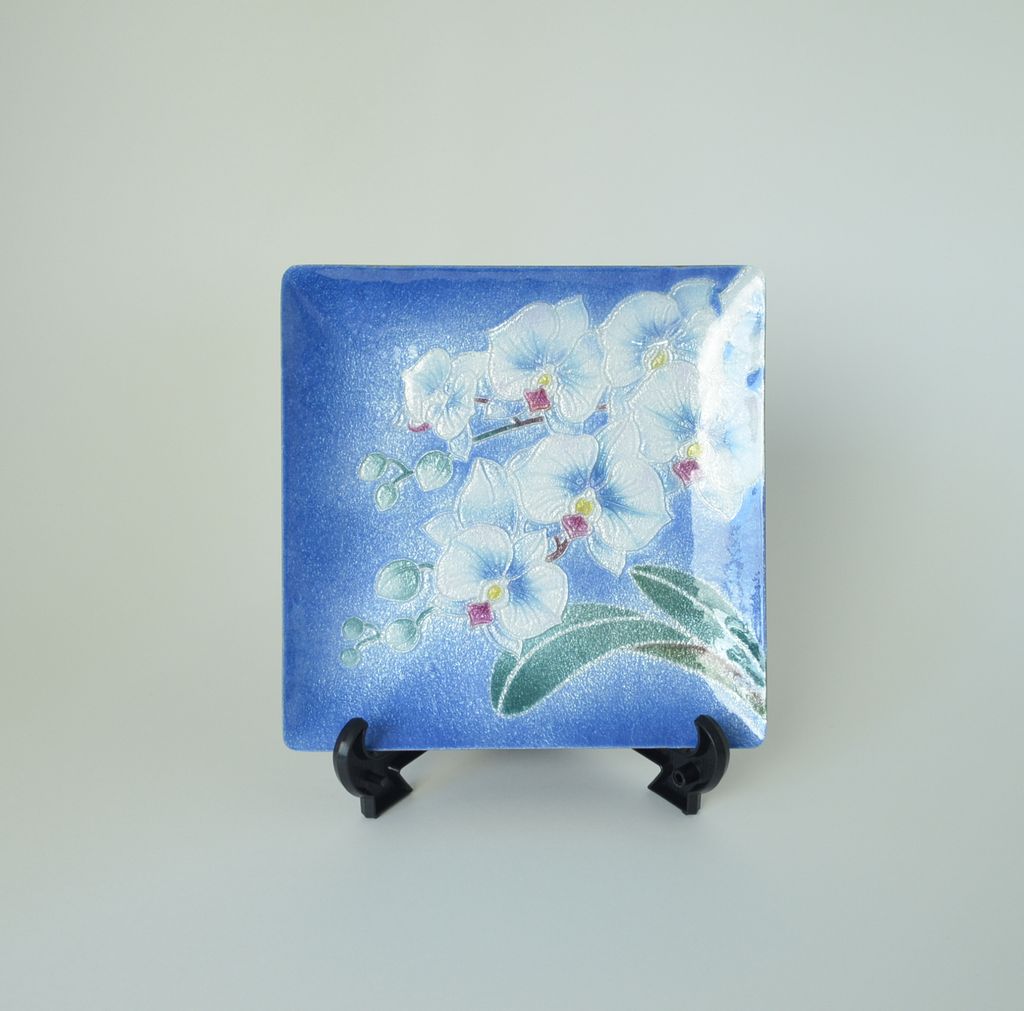 Cloisonne Decorative Plate "Phalaenopsis Orchid"