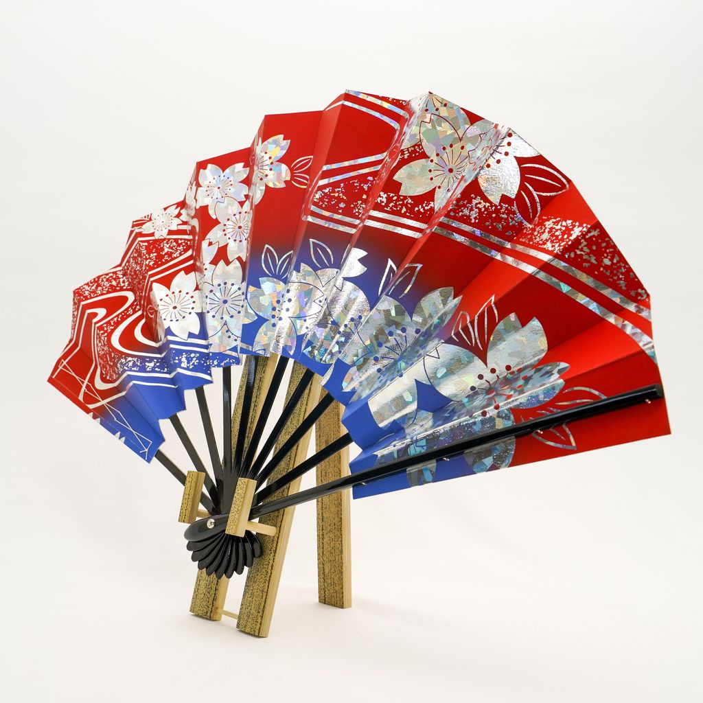 Japanese Dance Fan "Cherry Blossoms" with stand Size 9.5 N-4042