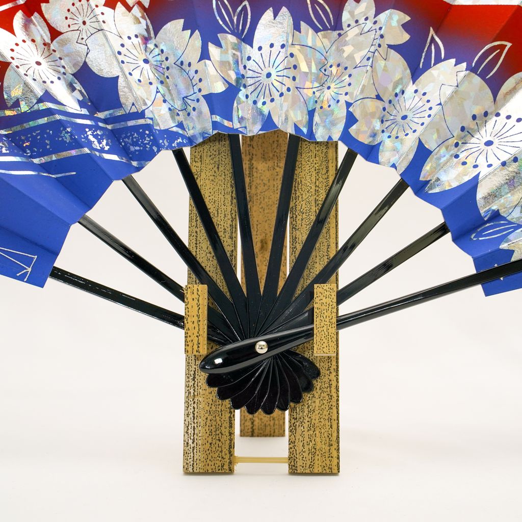 Japanese Dance Fan "Cherry Blossoms" with stand Size 9.5 N-4042
