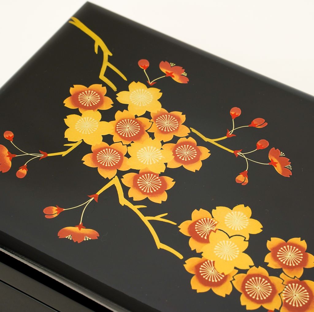 Lacquerware Music box "Cherry blossoms" Flat Size 8.0 Sakura