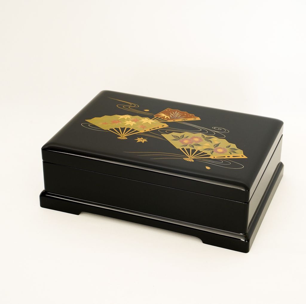 Lacquerware Music box "Fans" Flat Size 8.0 Ougi shun-ju