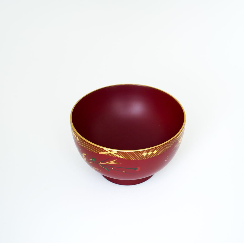 Lacquerware Bowl Set of 2p Traditional Aizu paint "Pine, bamboo and plum" Hand painting