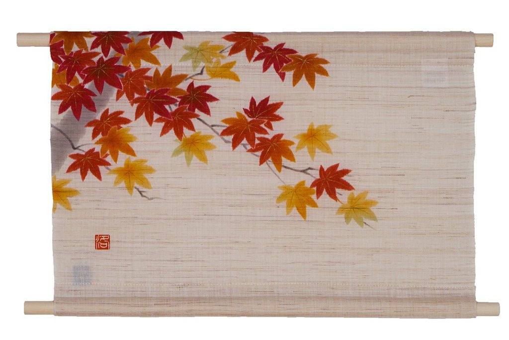 Hemp Mini Tapestry "Maple leaves"