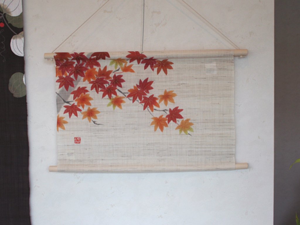 Hemp Mini Tapestry "Maple leaves"