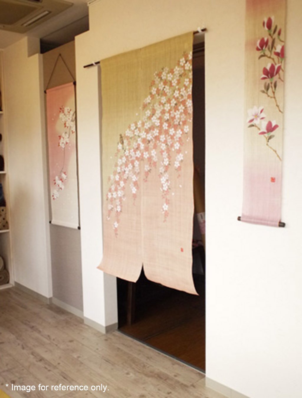Hemp Noren Curtain “Cherry blossoms and Great Tit”