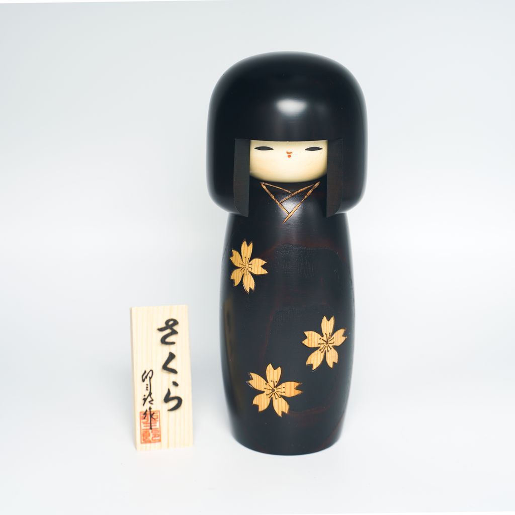 Kokeshi doll "Zogan Sakura(Inlaid Cherry Blossoms)" Small