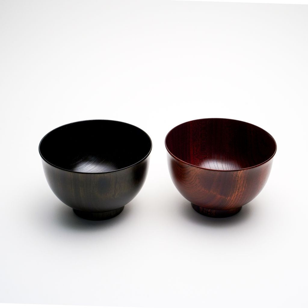 Lacquered Wooden Soup Bowl Set of 2p “Beni Keyaki & Ancient Keyaki”