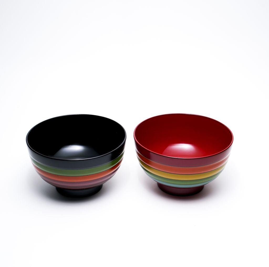 Lacquerware Bowl Set of 2p "Spinning top" Koma-nuri Yamanaka lacquerware