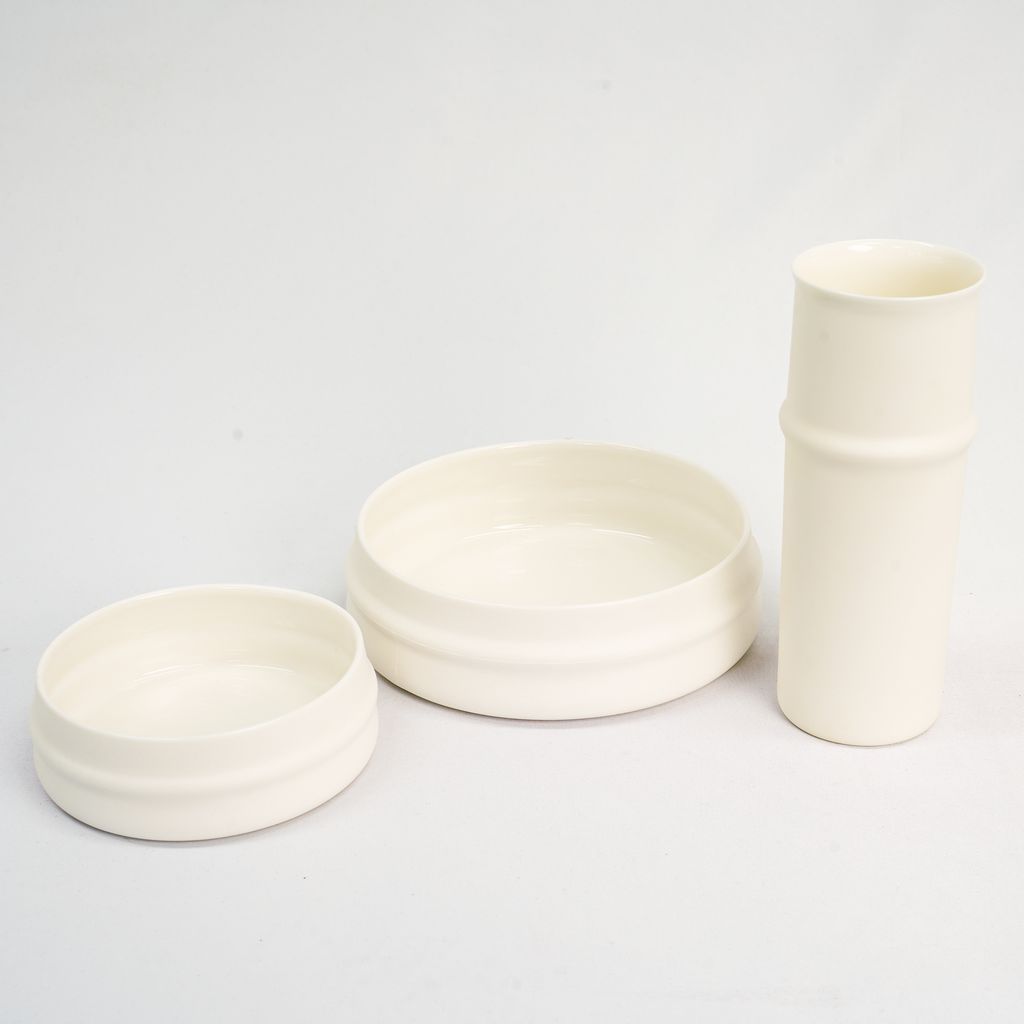 Hasami Ware Beer Cup and Bowls Set "Snow-white Bamboo"