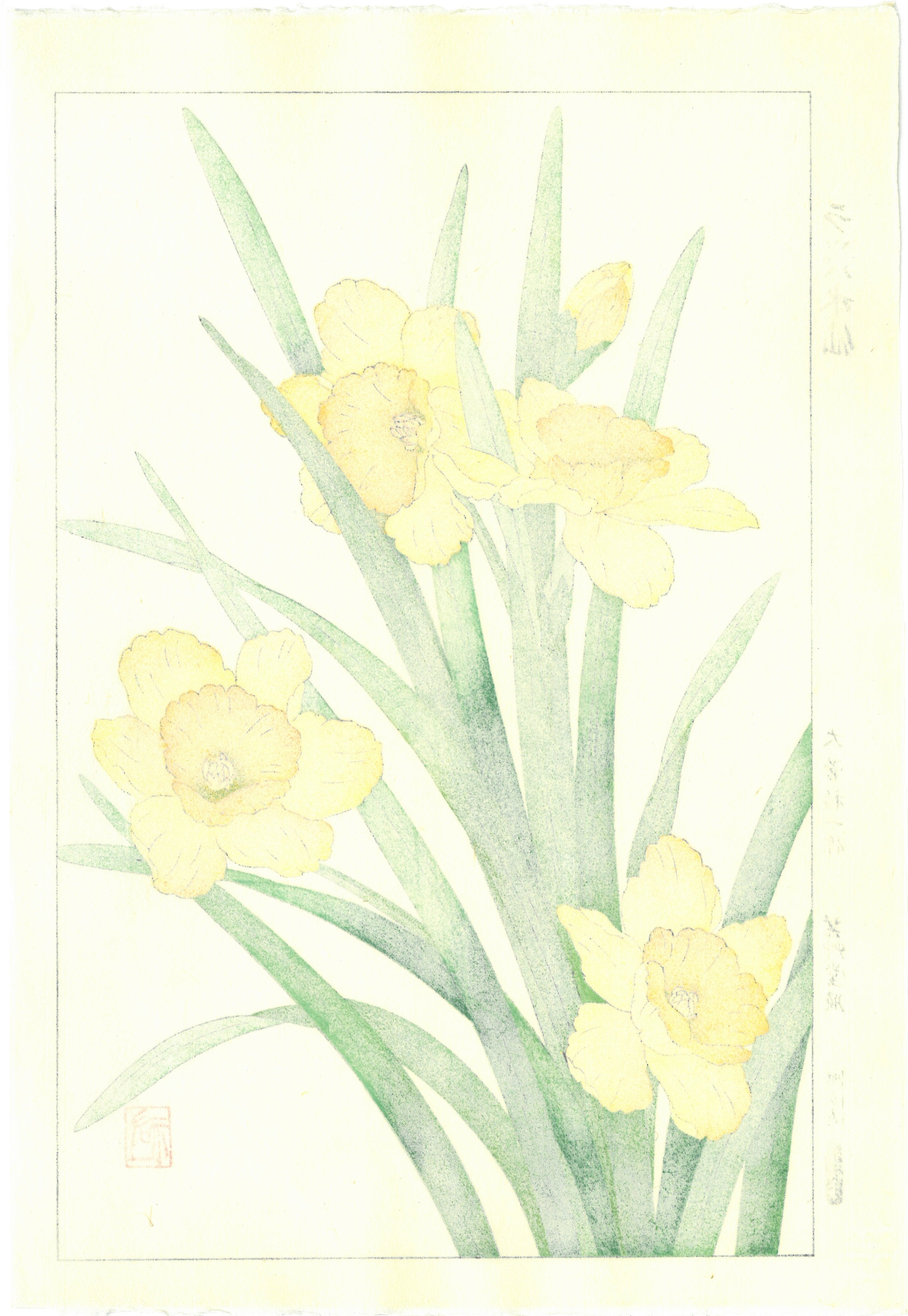 Woodblock print "F117 Daffodil" by Osuga Yuichi Published by UNSODO