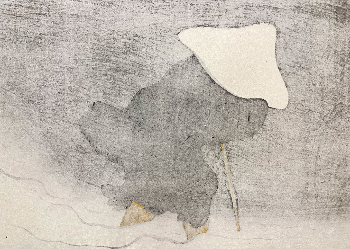 Woodblock print "Snow of Tomoe" by Kamisaka Sekka Published by UNSODO