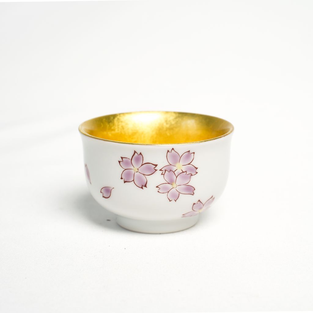 Kutani Ware Sake Cup "Sakura" (Cherry Blossom)