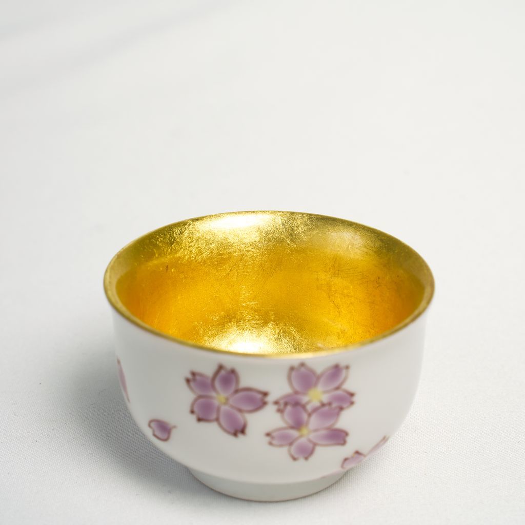 Kutani Ware Sake Cup "Sakura" (Cherry Blossom)
