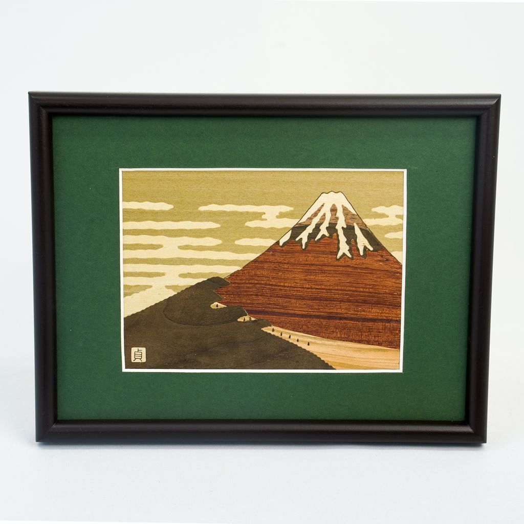 Yosegi Wooden-inlaid Framed Art "Red Fuji"