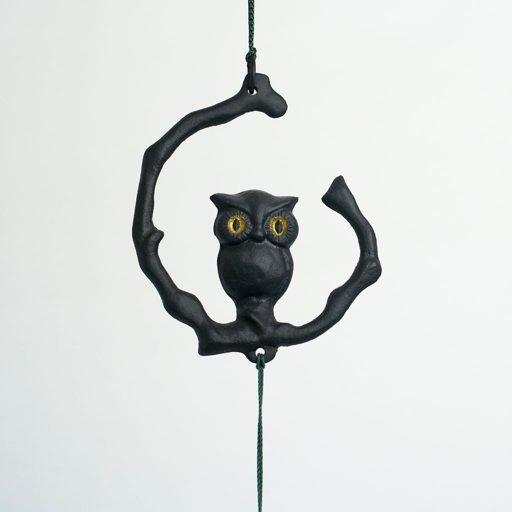 Cast Iron Wind Bell "Owl on the Branch"