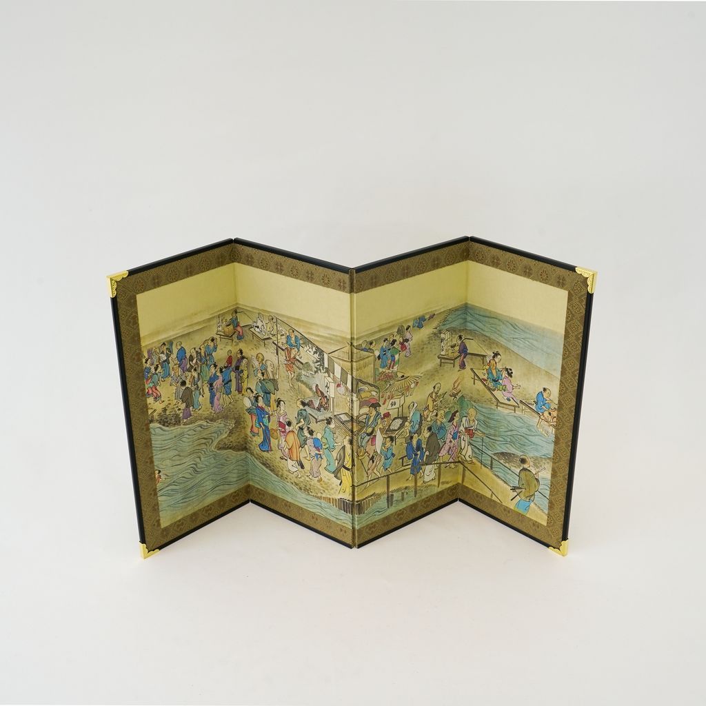 Small folding screens "Around the capital Kyoto" four panels