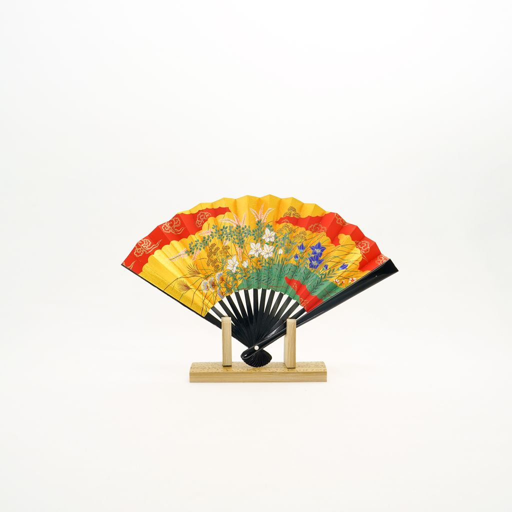 Decorative Folding Fan "Autumn Grass" with stand Size 5  No.556
