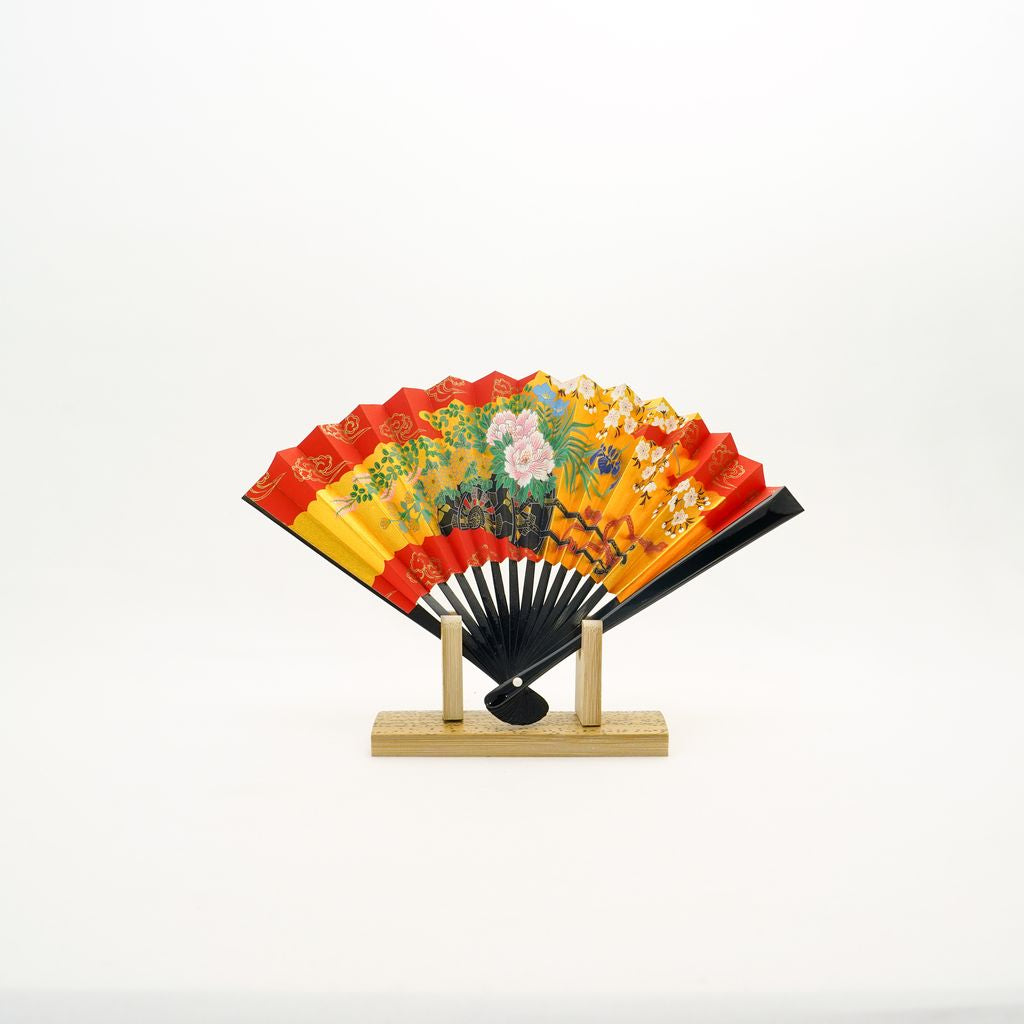 Decorative Folding Fan "Flower Cart"  with stand Size 5 No.553
