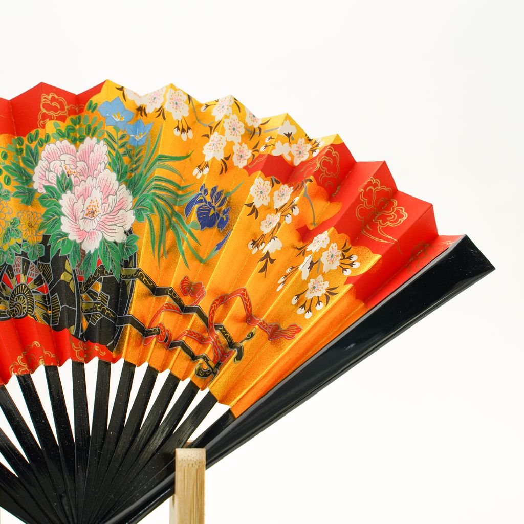 Decorative Folding Fan "Flower Cart"  with stand Size 5 No.553