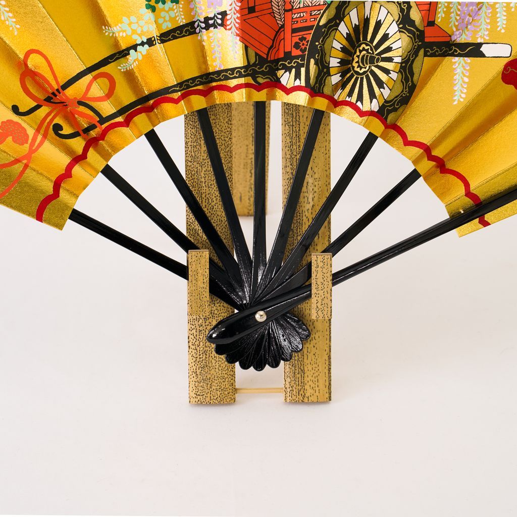 Decorative Folding Fan "Flower Cart" with stand Size 9.5 No.506