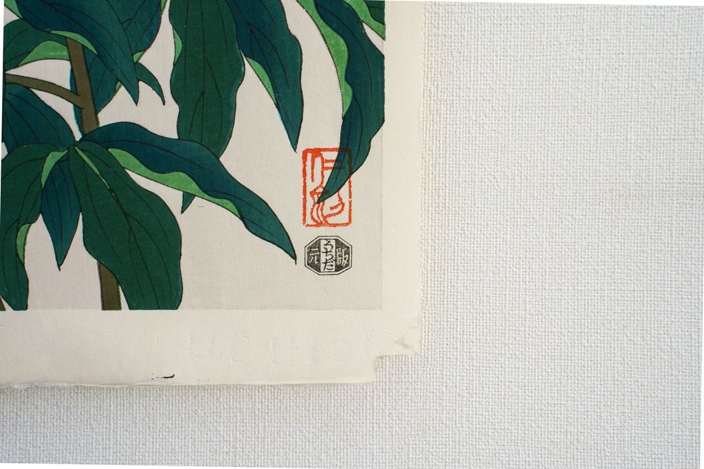 Woodblock print "Peony" by Ito Nizaburo Published by UCHIDA ART