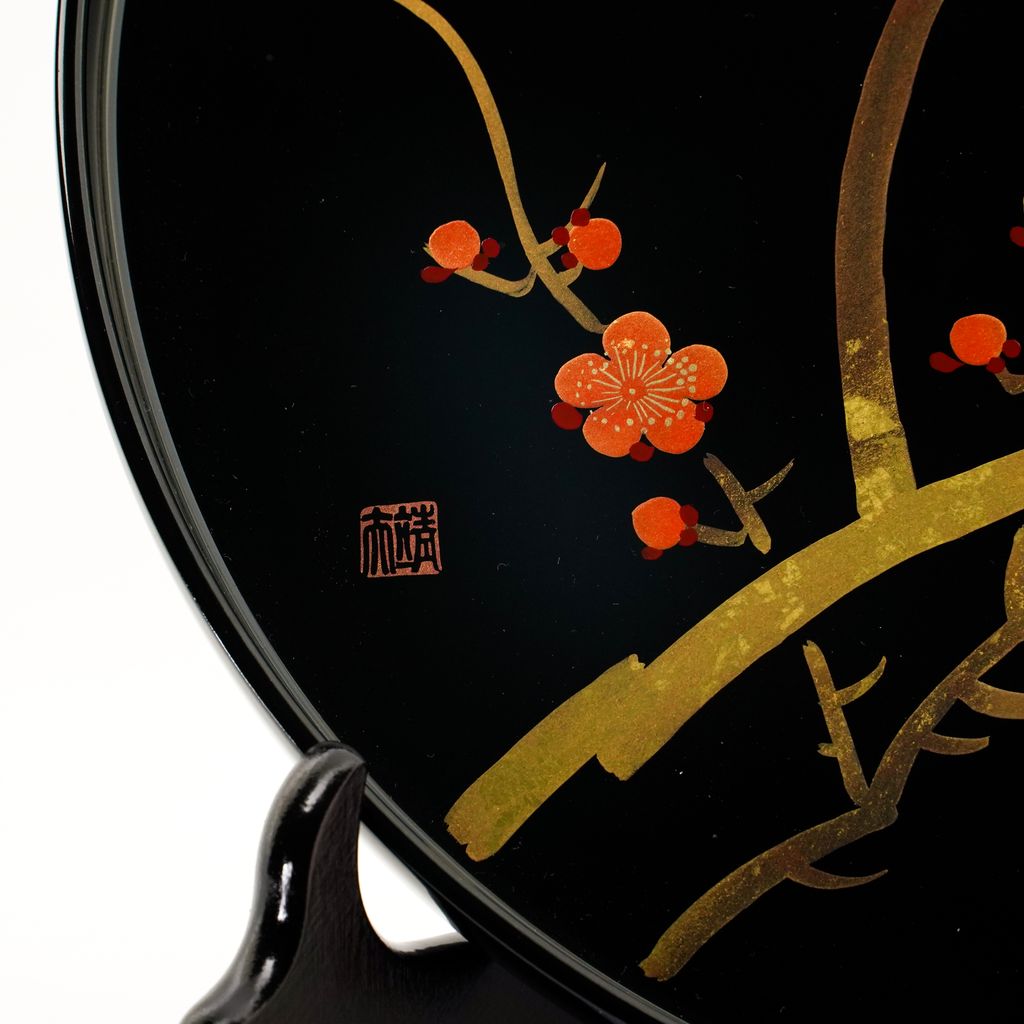 Lacquerware Tray "Plum blossoms" Size 10 Round Ko-bai
