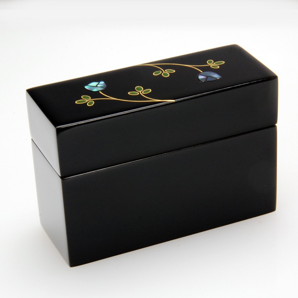 Lacquerware Card Box "Rose" Shell Aizu lacquerware