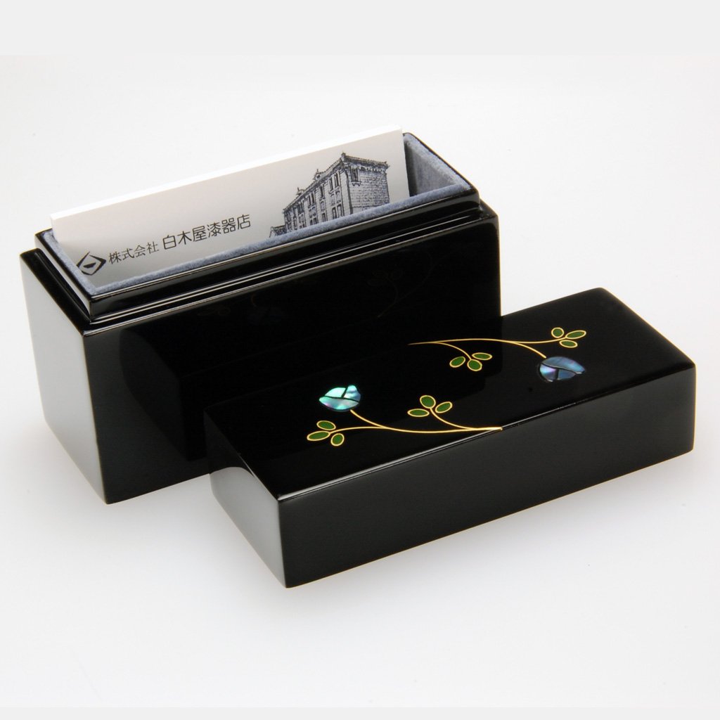 Lacquerware Card Box "Rose" Shell Aizu lacquerware