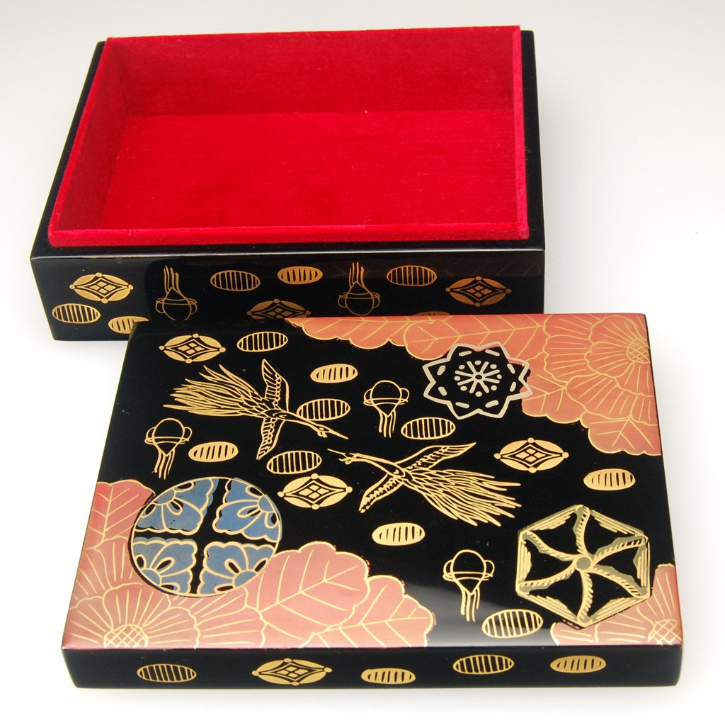 Lacquerware Box "Nishiki-e" Size 4.5 Aizu lacquerware