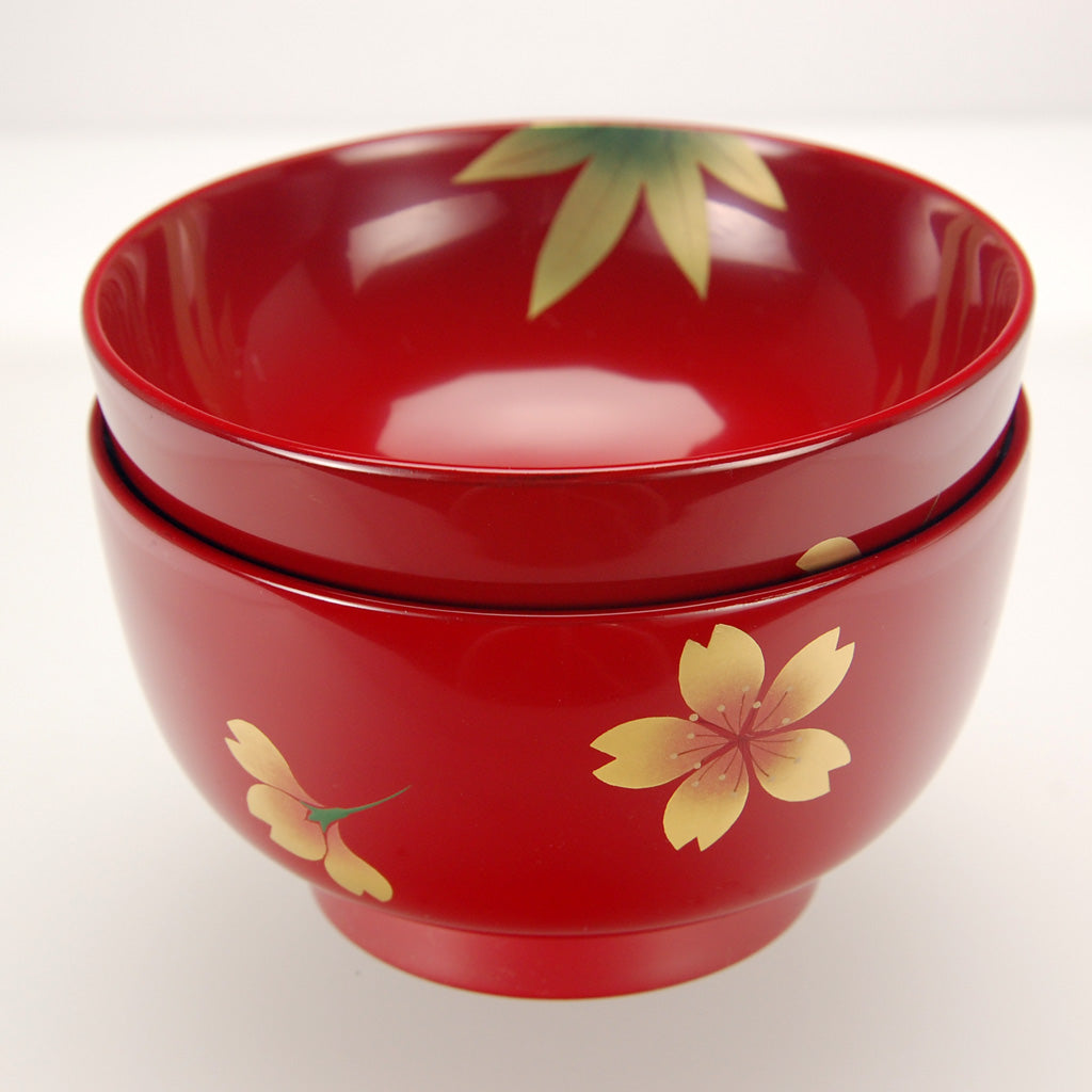 Lacquerware Bowls Set (2pcs) "Spring and Autumn" Yoshino shun-ju Aizu lacquerware