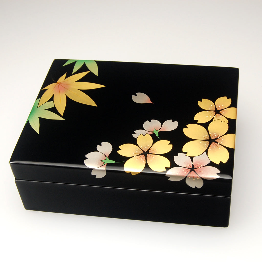 Lacquerware Box "Spring and Autumn" Size 4.5 Yoshino shun-ju Aizu lacquerware