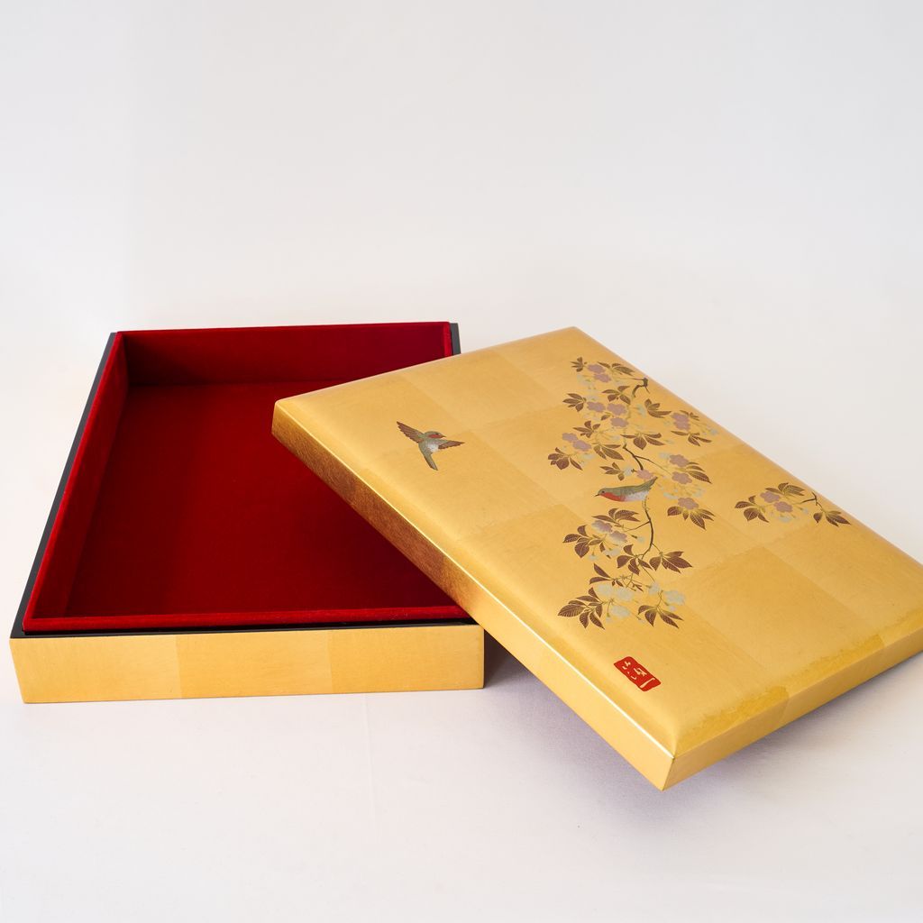 Gold Leaf Box "Flower Watching Birds"