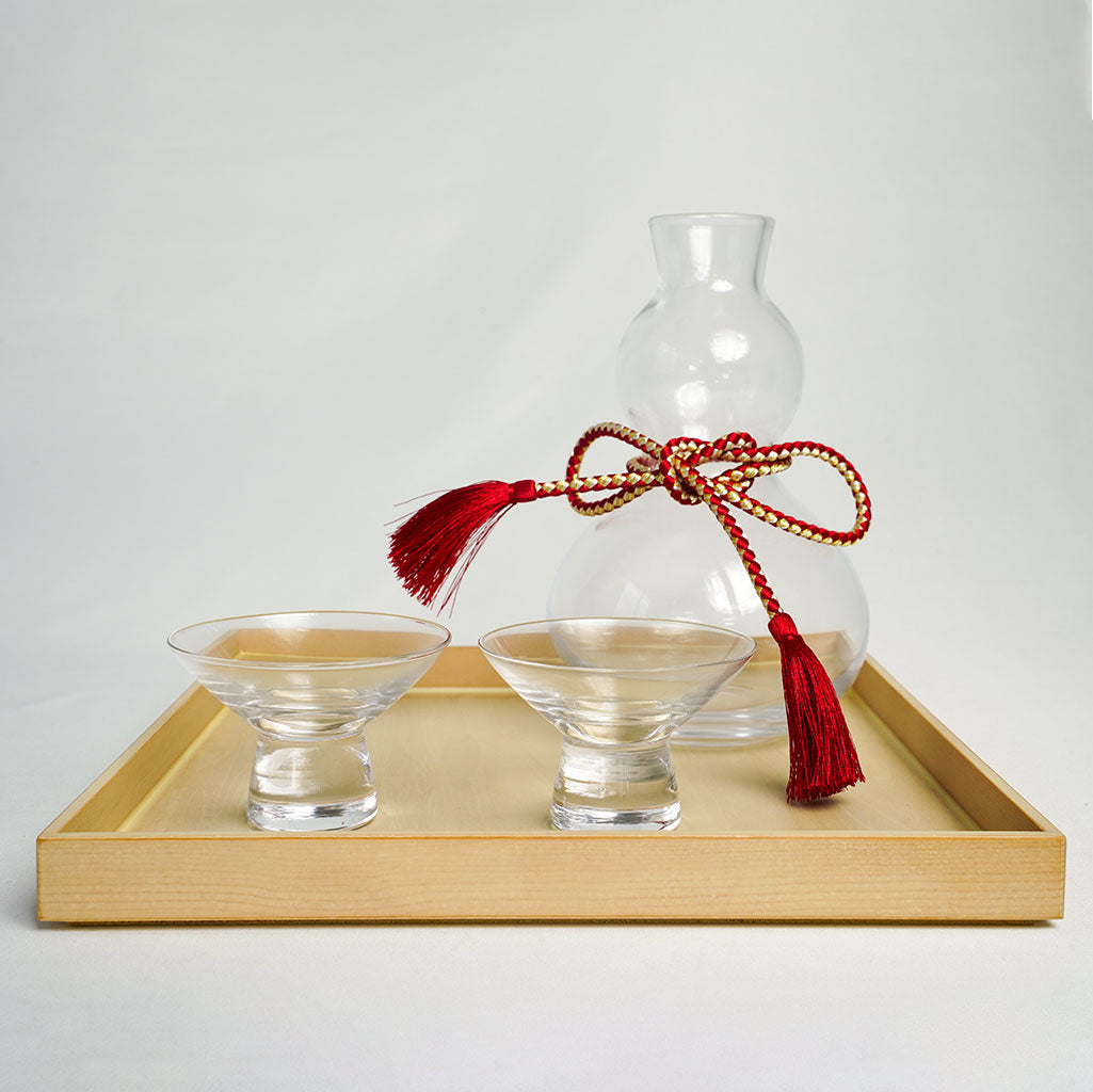 Edo Glass Sake Decanter and Cups Set  “Hisago”