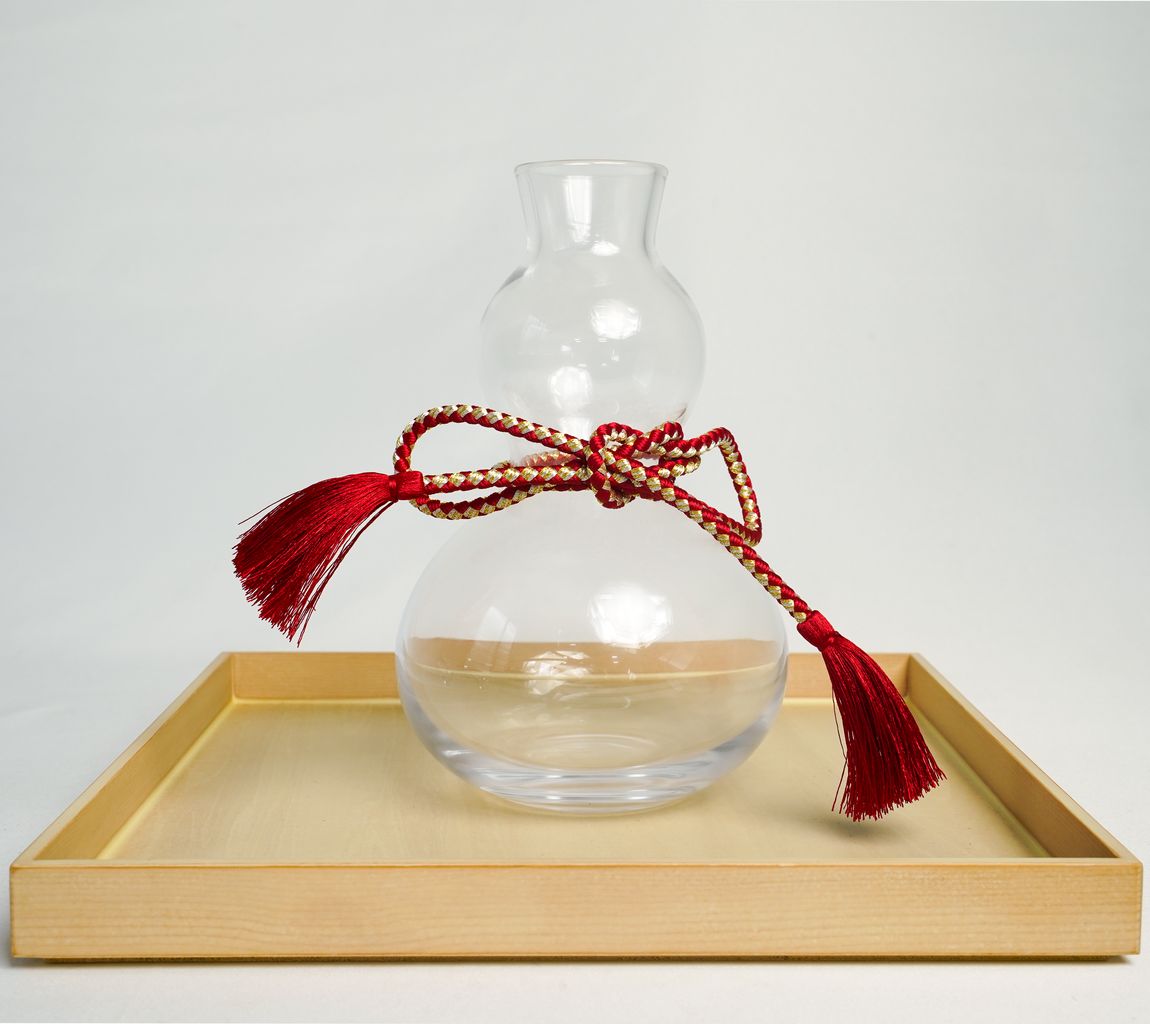 Edo Glass Sake Decanter and Cups Set  “Hisago”