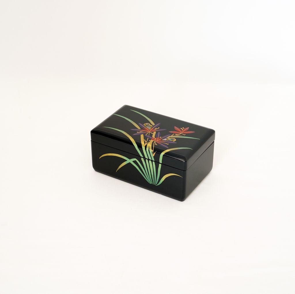 Lacquerware Music box "Hyacinth orchid" Square Size 4.5  Shiran