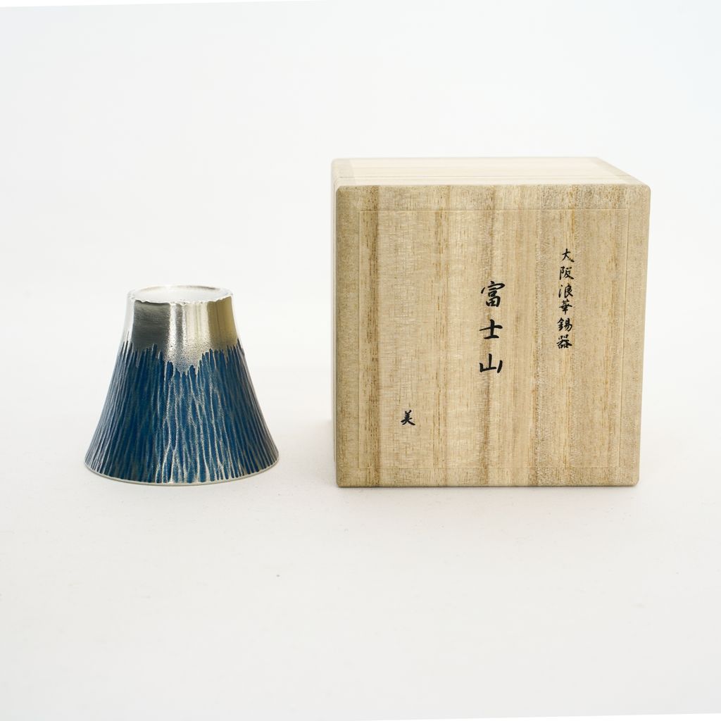 Tinware Sake Cup Mt.Fuji Blue