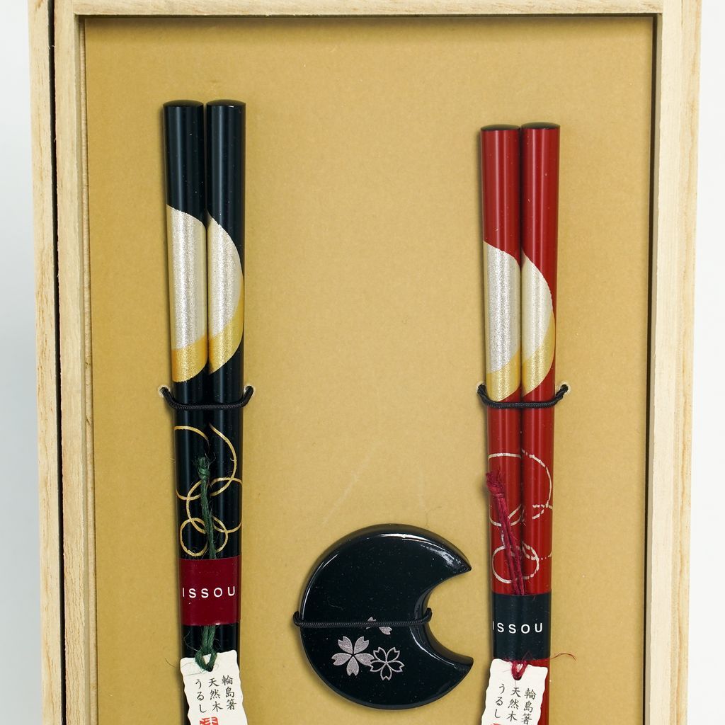 Chopsticks Set of 2P with Rests “The Eve of the Full Moon & Cherry blossoms”