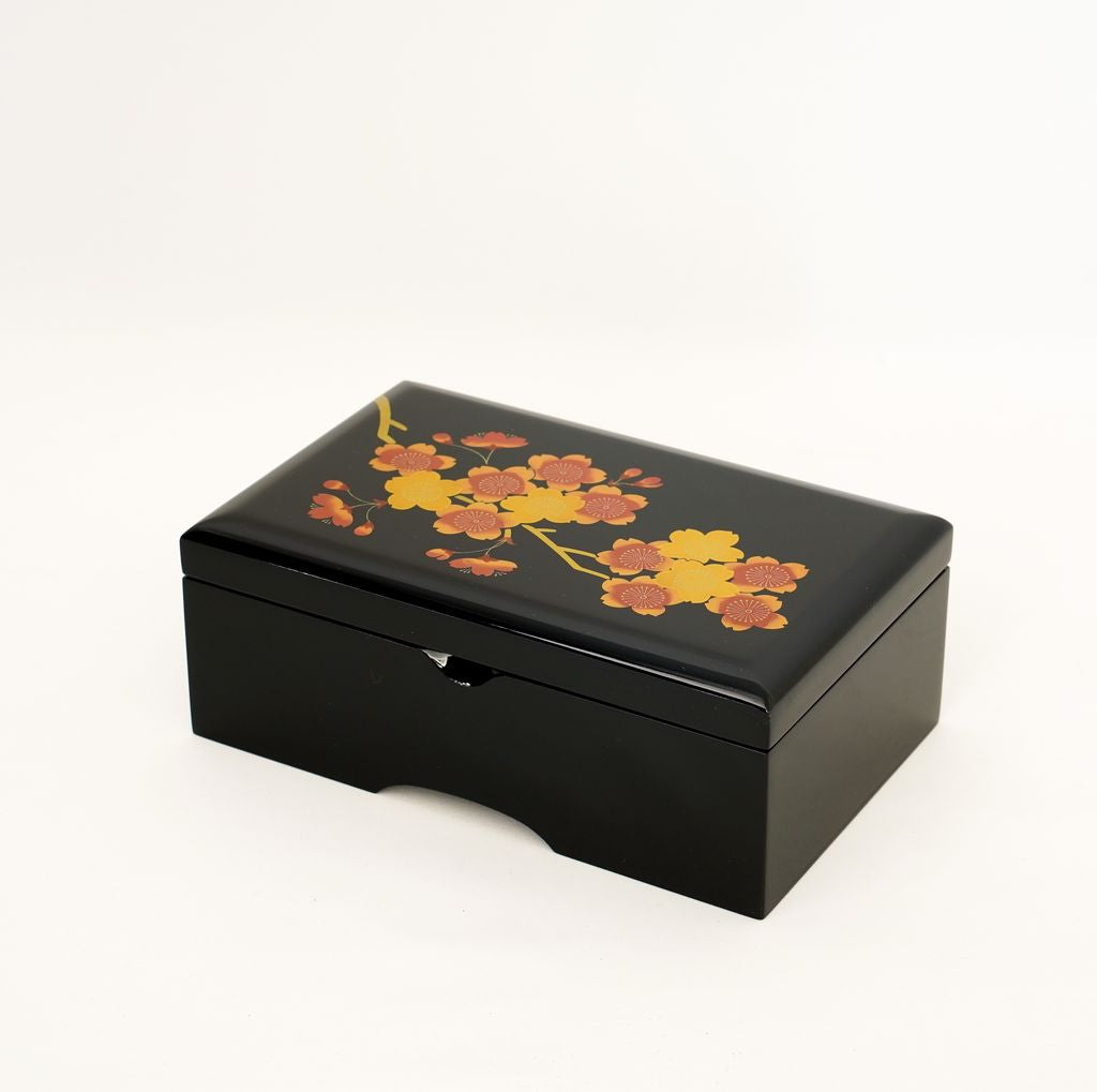 Lacquerware Music box "Cherry blossoms" Square Size 6.5 Sakura