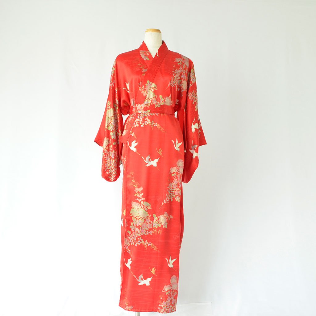 Kimono Women's Silk "Golden Crane"