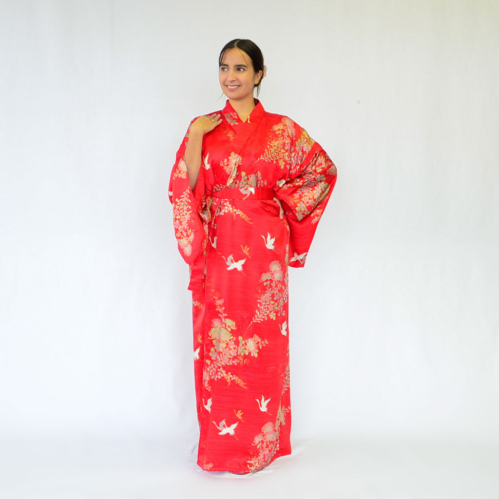 Kimono Women's Silk "Golden Crane"