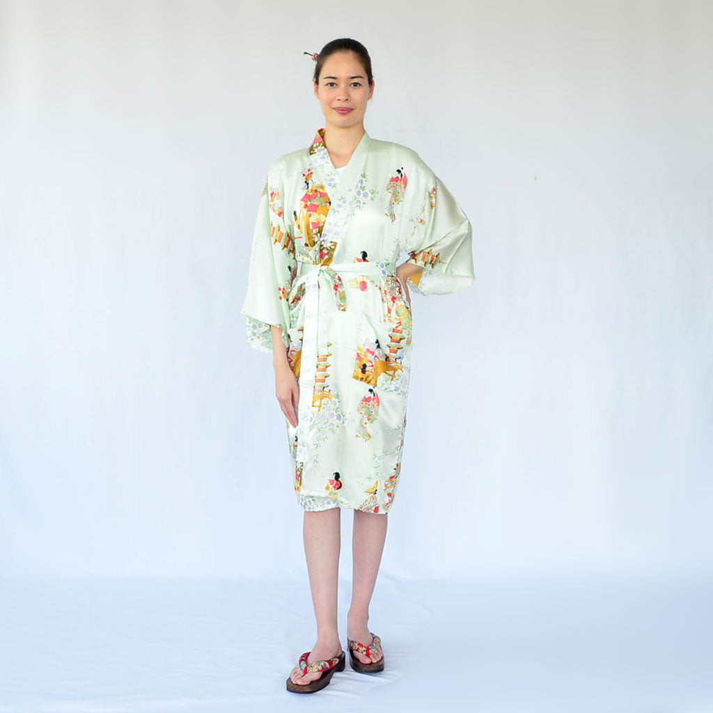 Japanese Kimono Women's Silk Knee-length "Sakura Dance"