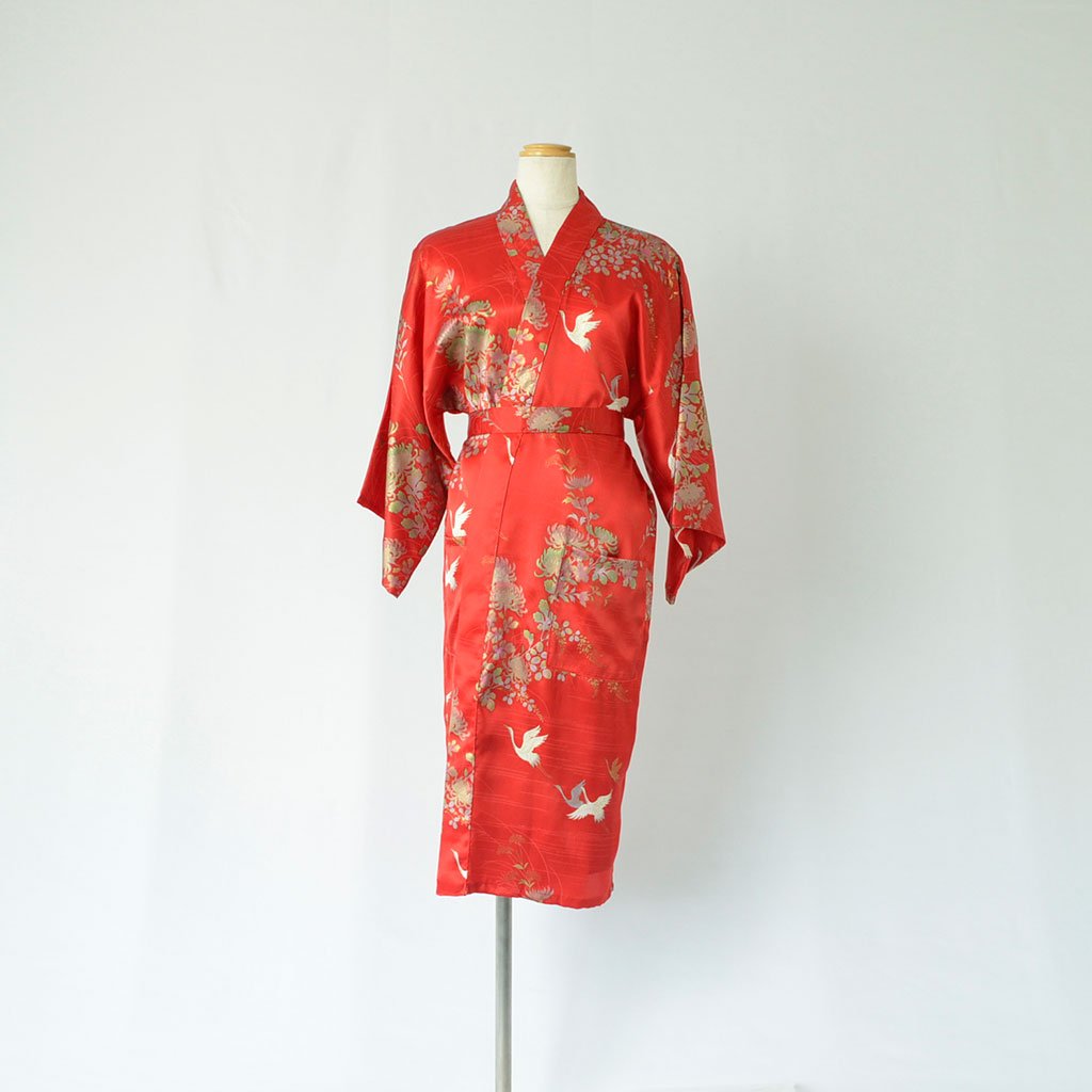 Japanese Kimono Women's Silk Knee-length "Golden Crane"