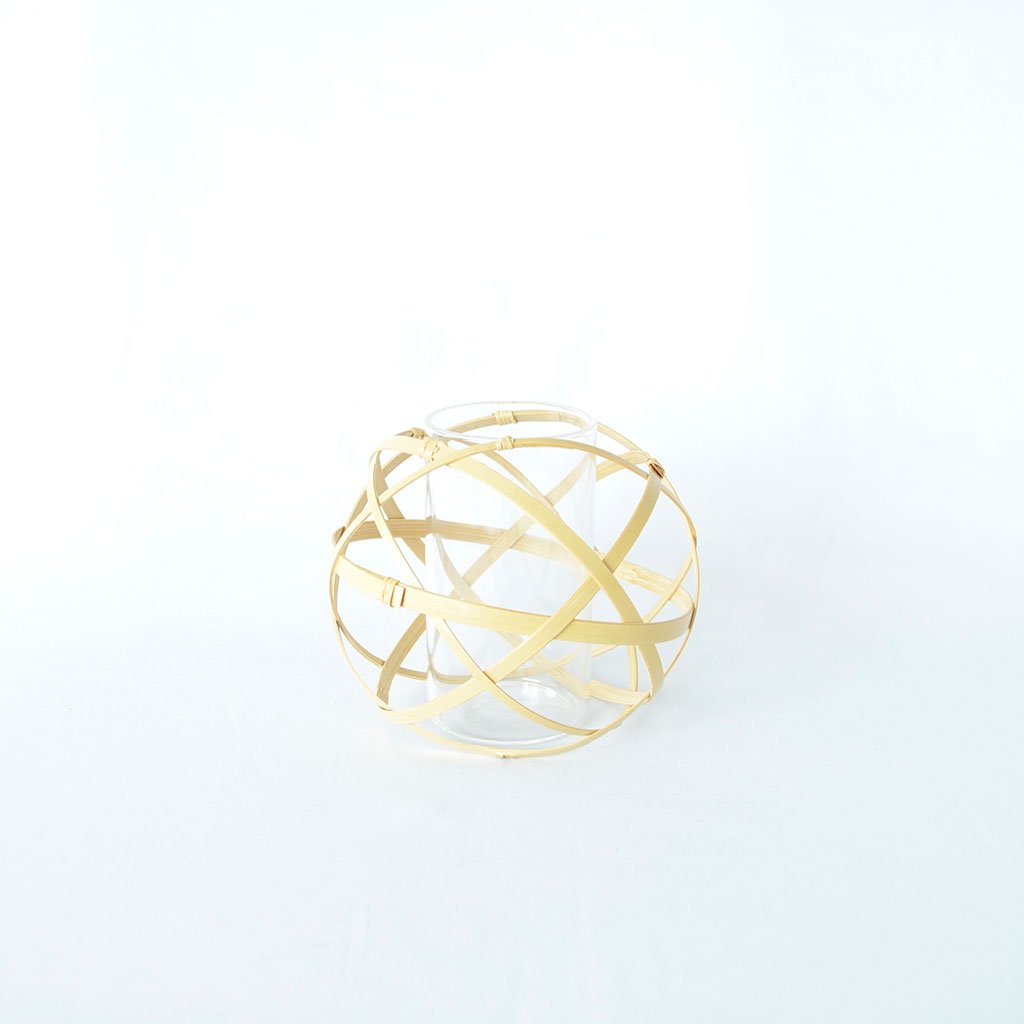 Bamboo Flower Basket "Kusudama M” White