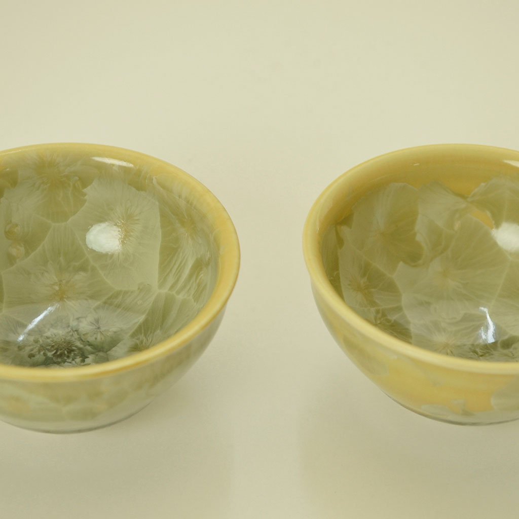 Sake Cup Pair set "Flower Crystal" Yellow ×Yellow