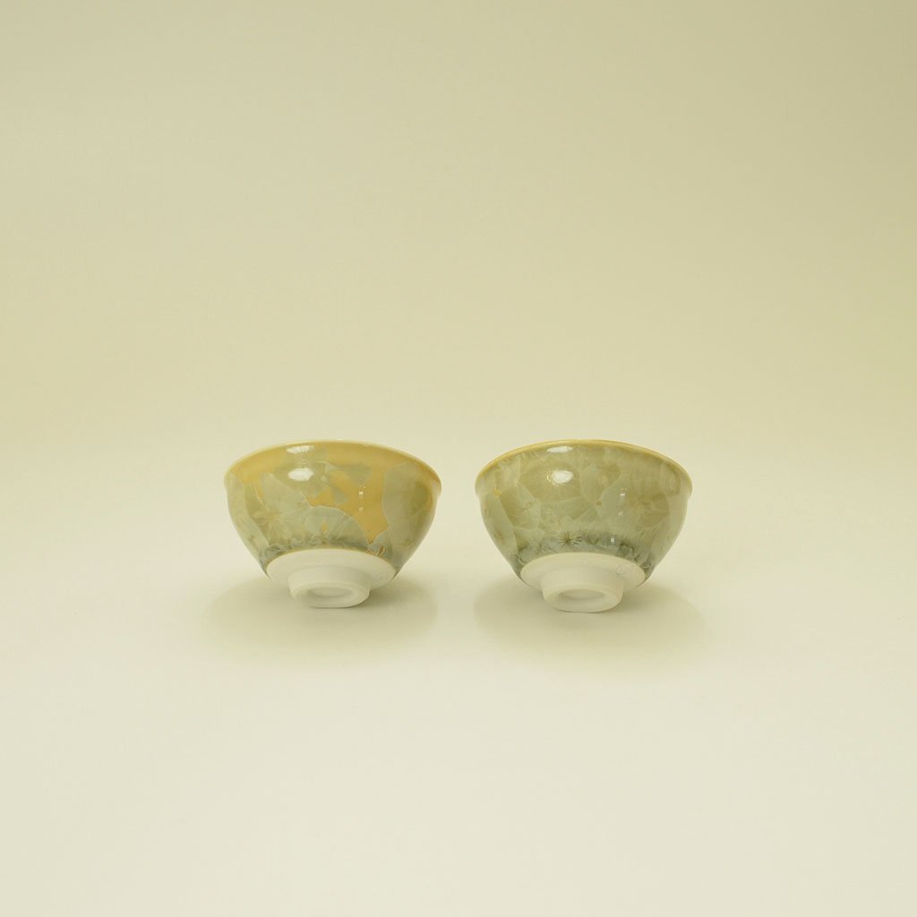 Sake Cup Pair set "Flower Crystal" Yellow ×Yellow